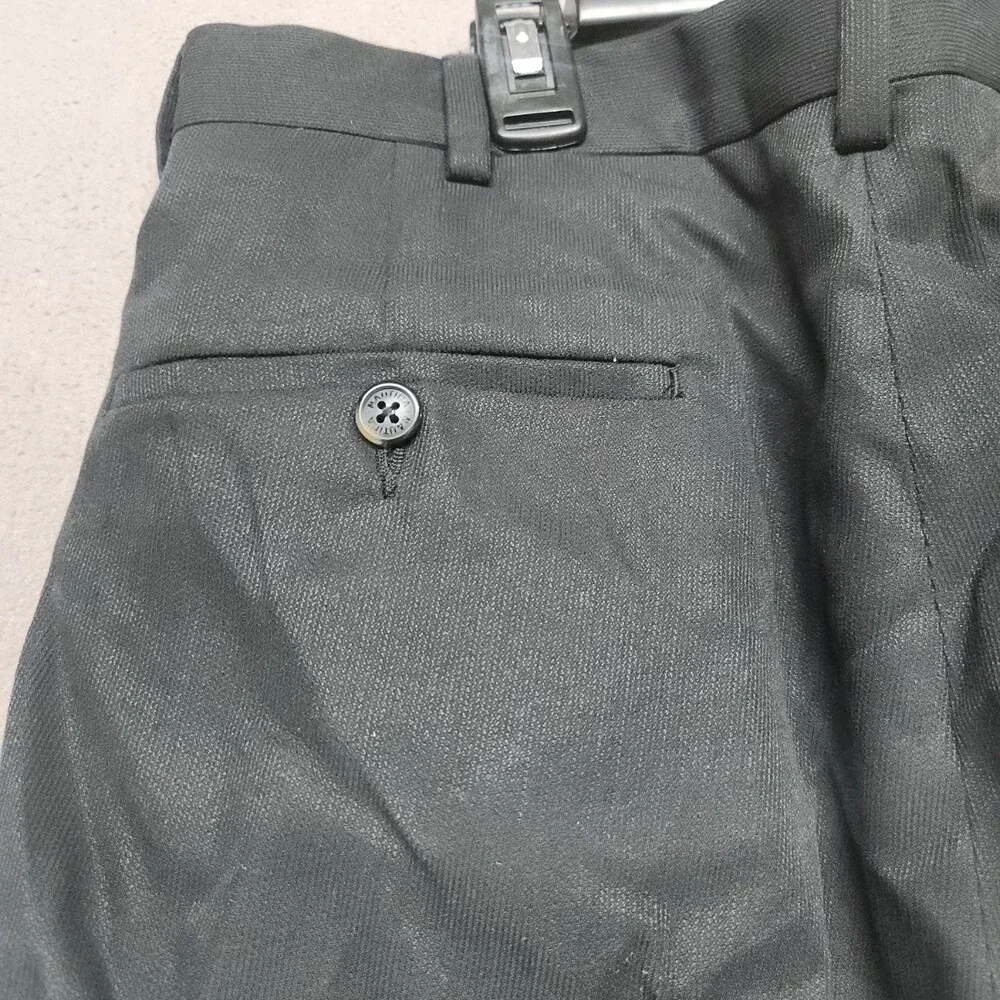 Nautica Men's Flat Front Pants 34W X 32L Black Dress Casual Trousers Brand New
